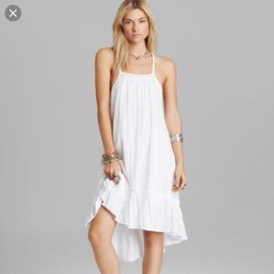 Free People White/Tan Embroidered Gauze Dress (S)